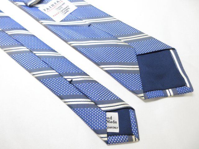 【FAIRFAX フェアファクス】素敵なレジメン柄♪ シルク ネクタイ (メンズ) ブルー×ネイビー系 ◇17MM8589◇_画像4