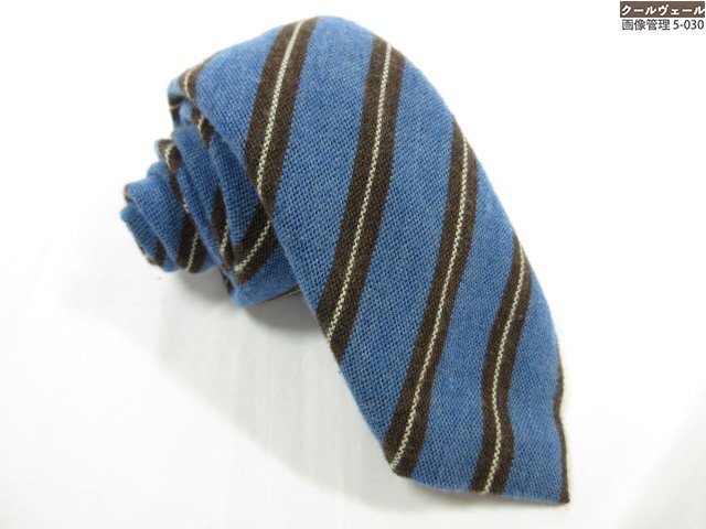 美品 【アルテア Altea】 素敵なレジメン柄♪ ウール×シルク ネクタイ (メンズ) ブルー系×ブラウン系 イタリア製 ◇10MM8475◇_画像1