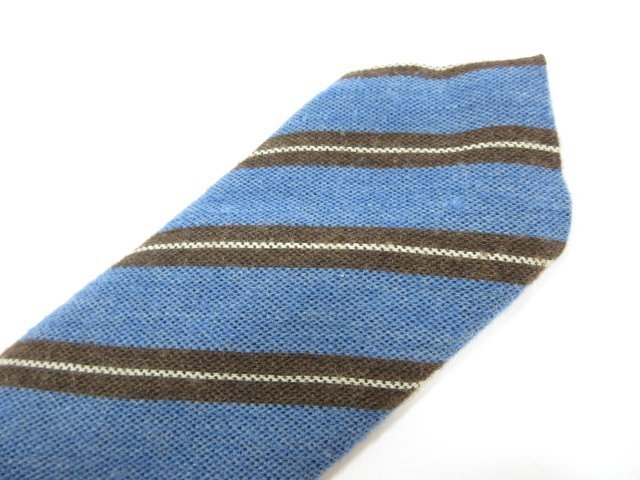 美品 【アルテア Altea】 素敵なレジメン柄♪ ウール×シルク ネクタイ (メンズ) ブルー系×ブラウン系 イタリア製 ◇10MM8475◇_画像6
