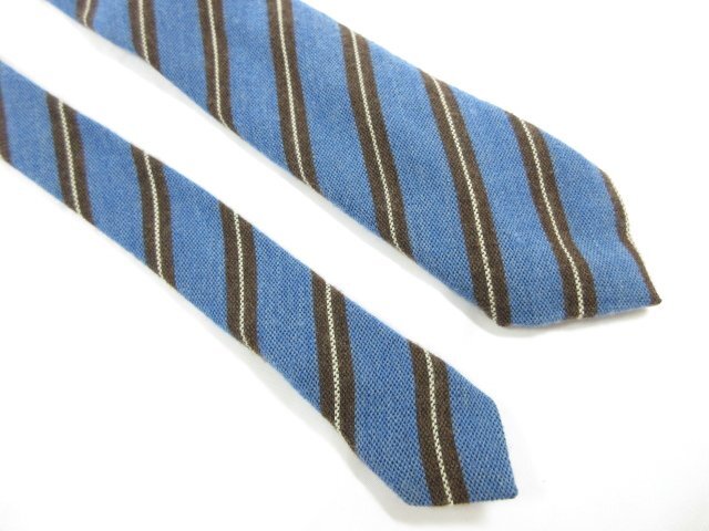 美品 【アルテア Altea】 素敵なレジメン柄♪ ウール×シルク ネクタイ (メンズ) ブルー系×ブラウン系 イタリア製 ◇10MM8475◇_画像5