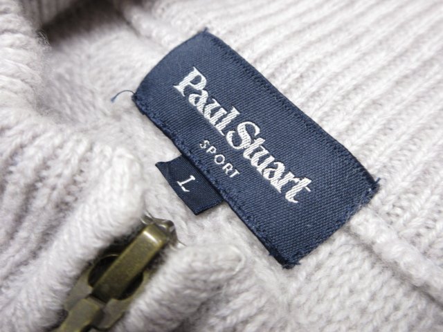 [ paul (pole) Stuart спорт ] кашемир 100% с высоким воротником половина Zip длинный рукав вязаный ( мужской ) sizeL серый серия плетеный рисунок J7N66-430-03*33MN6259