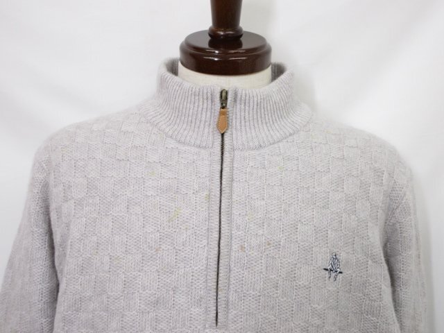 [ paul (pole) Stuart спорт ] кашемир 100% с высоким воротником половина Zip длинный рукав вязаный ( мужской ) sizeL серый серия плетеный рисунок J7N66-430-03*33MN6259
