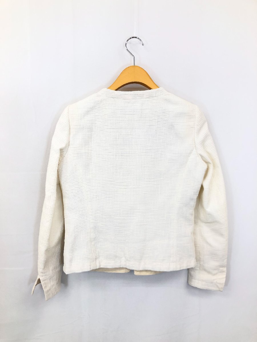 HH超美品【ヘルノ　HERNO】416244 コットン 凹凸織柄 総柄裏地 ノーカラージャケット (レディース) size44 アイボリー系 伊製 ◇17LJ1388◇_画像3