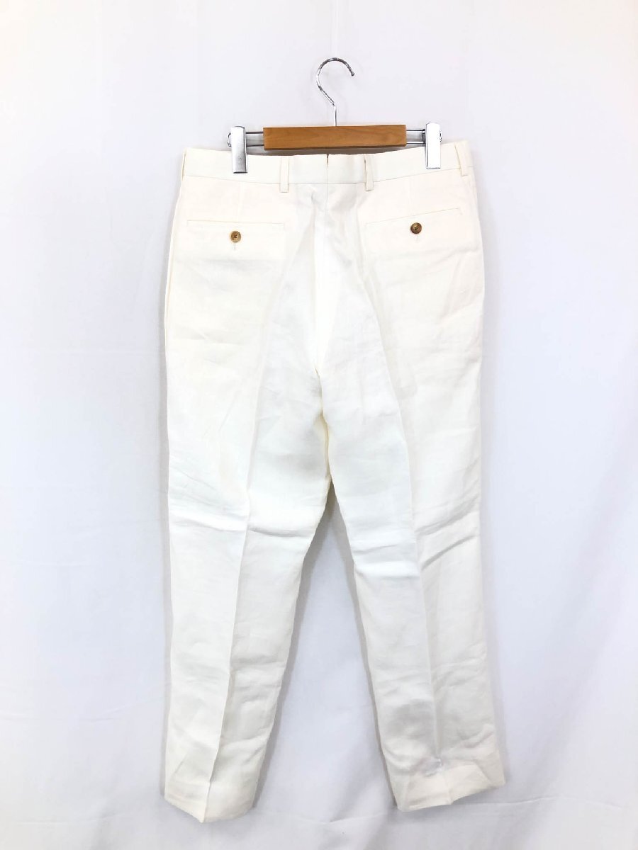  прекрасный товар [ Brooks Brothers Brooks Brothers]linen100% конические брюки слаксы ( мужской ) sizeW33 "теплый" белый текстильный узор *33MPA3908