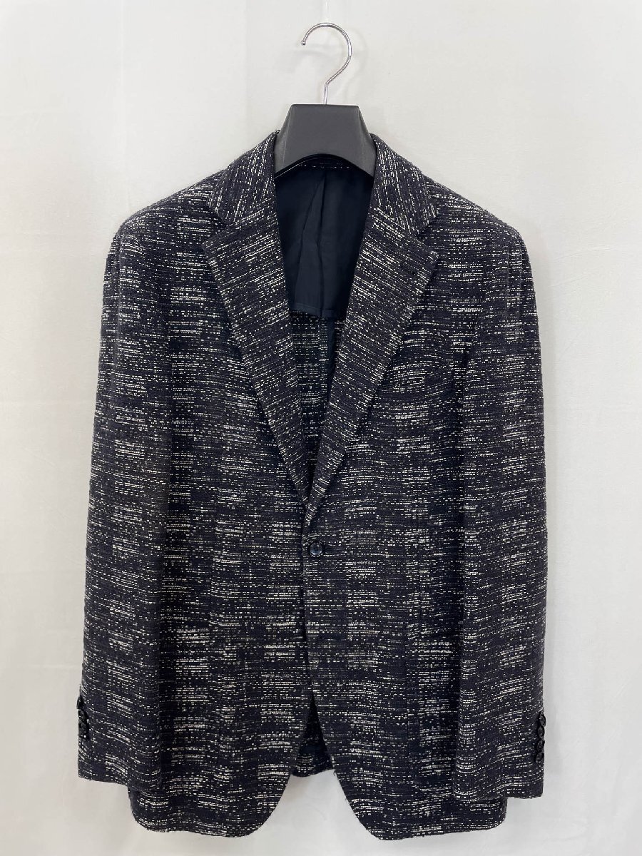 美品【タリアトーレ×ブリッラ TAGLIATORE×Brilla】1SVF22K コットン リネン混 3B段返り ジャケット(メンズ)48/7R 紺×灰 織柄◇32MJ0793_画像3