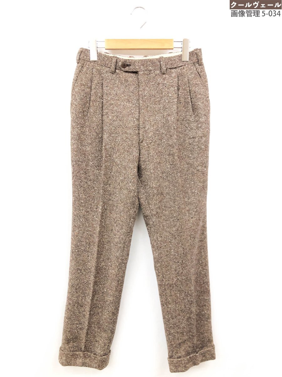 HH超美品【ブリオーニ Brioni】 ツイード風 織柄 2アウトタック テーパード スラックス パンツ (メンズ) size48R ブラウン系 ◇38MPA4102◇_画像1