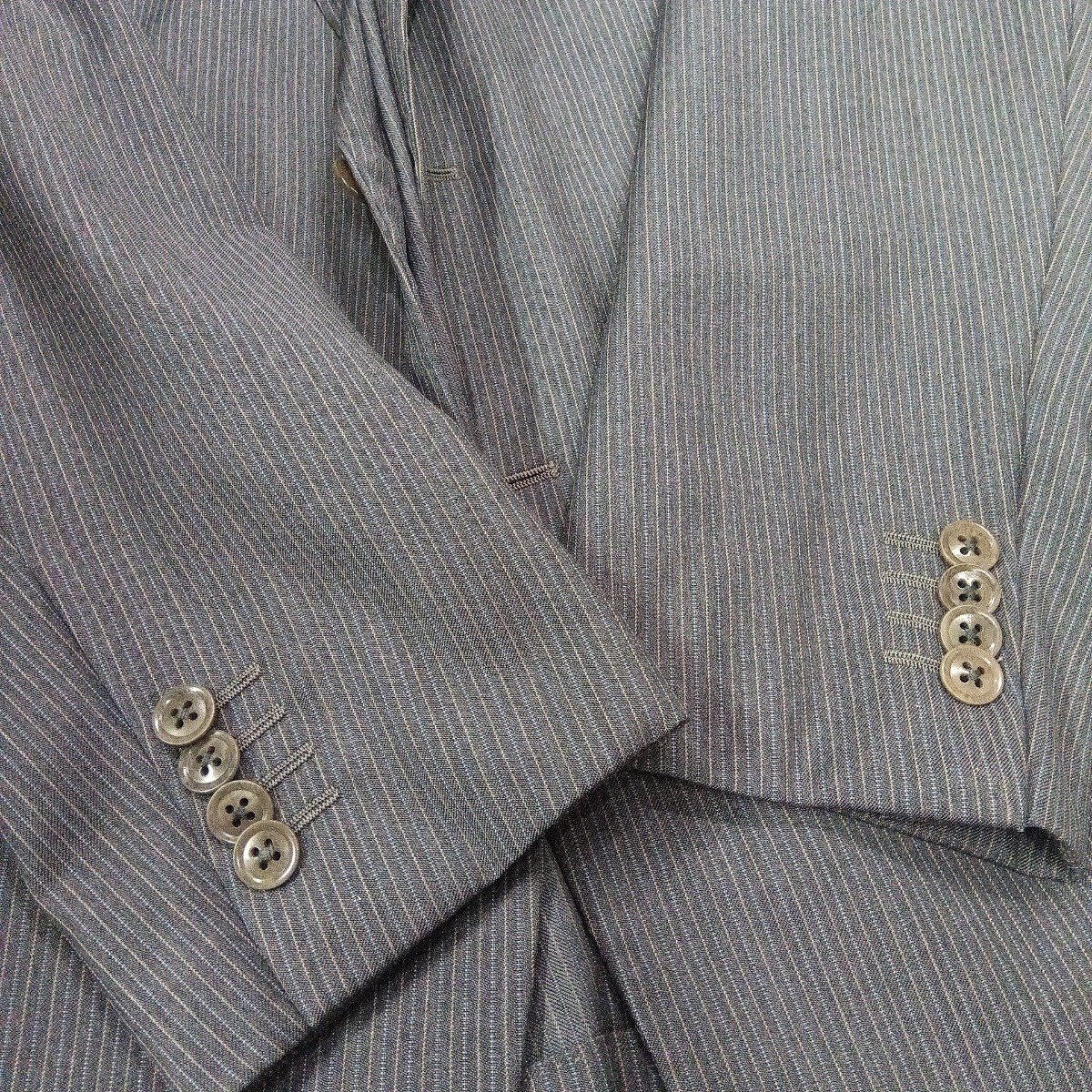 HA-510/ARMANI COLLEZIONI/アルマーニコレツォーニ/TLINE/スーツ/上下/グレー/ストライプ/ウール/サイズ52/メンズ/紳士/シャツ/保管品_画像10