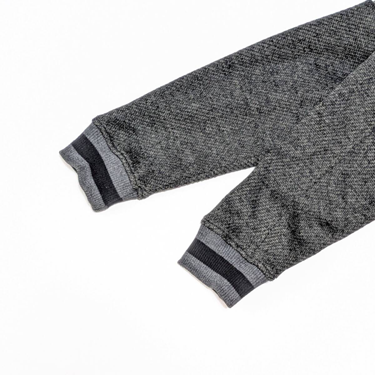 BEAMS HEART ビームスハート ニットフリース 異素材 切替 フード ブルゾン トリコロール グレー/ブラック アウター メンズ_画像6