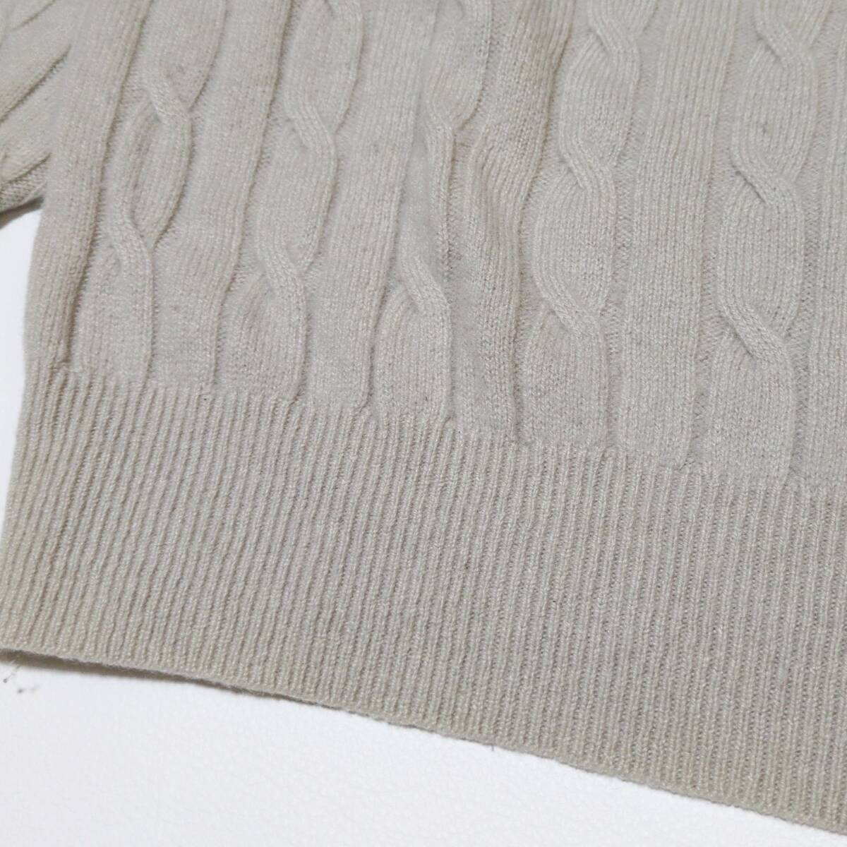 カシミヤ100% UNITED ARROWS ユナイテッドアローズ ケーブルニット Lサイズ クルーネックセーター ベージュ メンズ ビジネス カジュアル_画像3