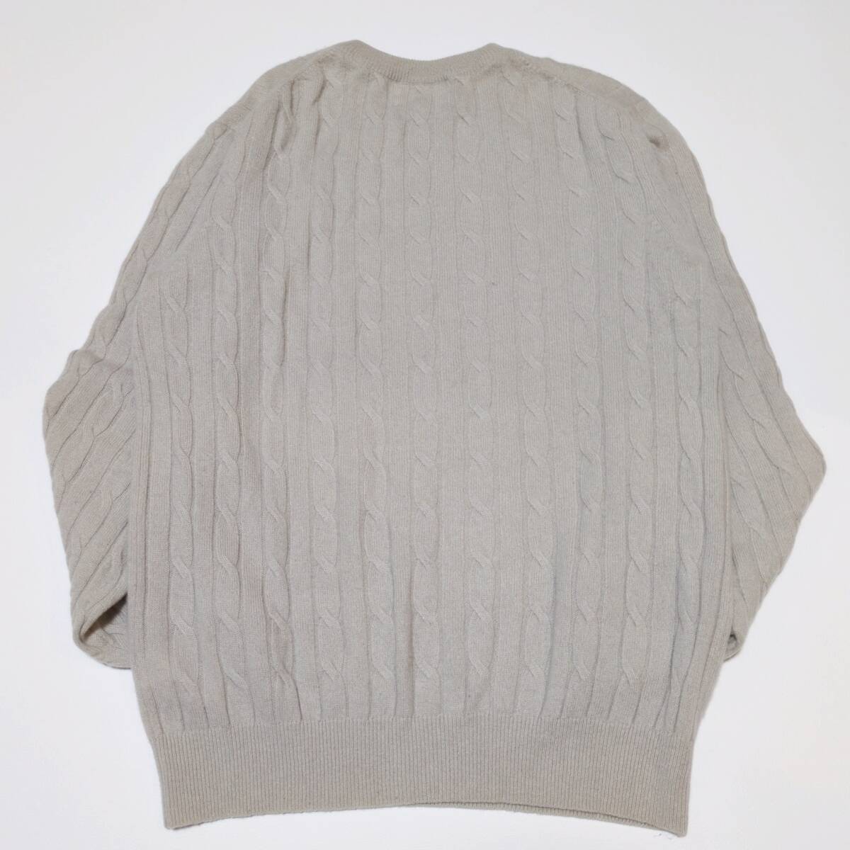 カシミヤ100% UNITED ARROWS ユナイテッドアローズ ケーブルニット Lサイズ クルーネックセーター ベージュ メンズ ビジネス カジュアル_画像5