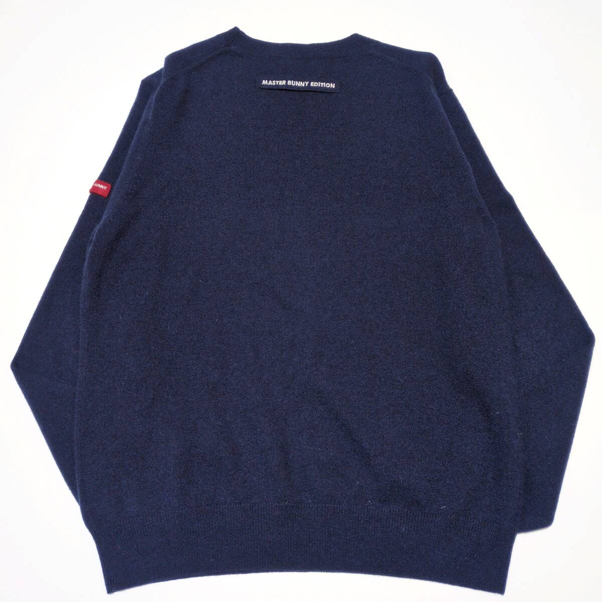 メンズXL カシミヤ100% MASTER BUNNY EDITION マスターバニー クルーネックセーター ネイビー 紺 ニット ゴルフ ウェア_画像4