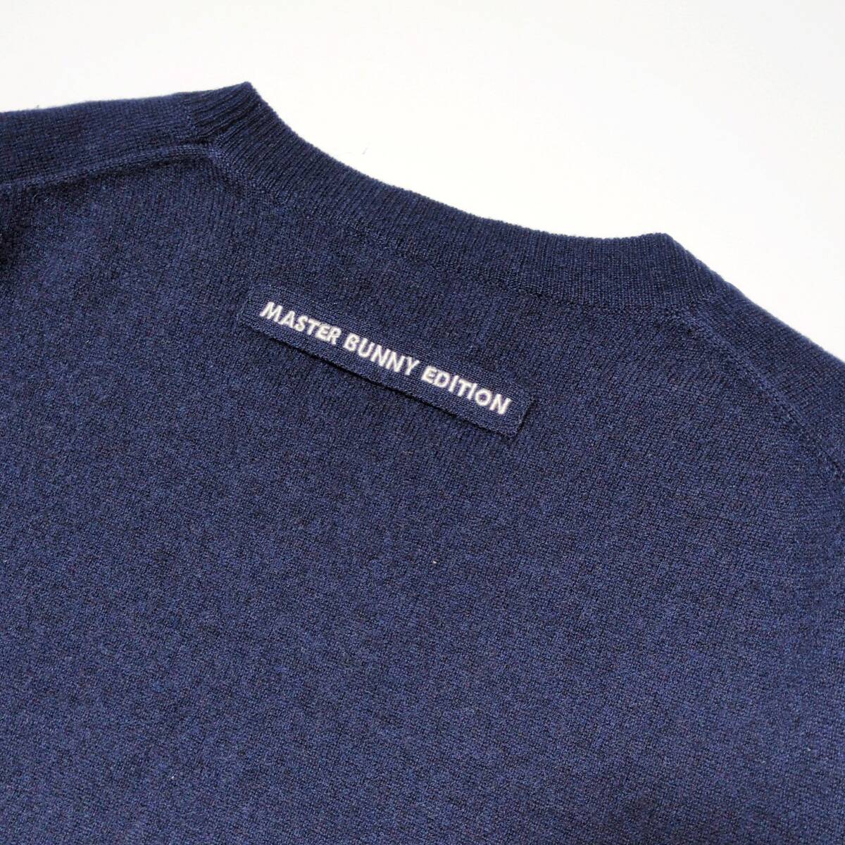 メンズXL カシミヤ100% MASTER BUNNY EDITION マスターバニー クルーネックセーター ネイビー 紺 ニット ゴルフ ウェア_画像5