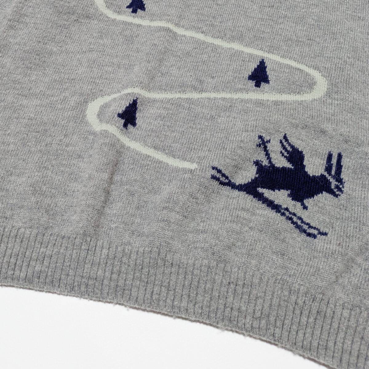 メンズＬ PEARLY GATES パーリーゲイツ アルパカ混 ウール クルーネックセーター 袖大きなロゴ ニット グレー ゴルフ ウェア_画像3