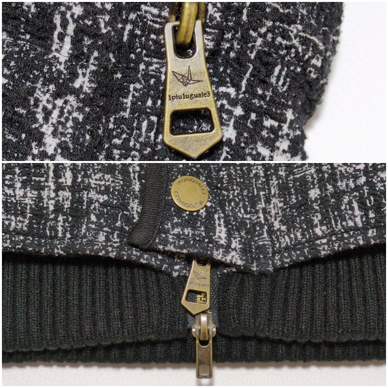 1PIU1UGUALE3 RELAX ダウンジャケット ブルゾン ロゴワッペン 総柄 Wジップ ブラック 黒 ウノピゥウノウグァーレトレ メンズ アウター_画像10