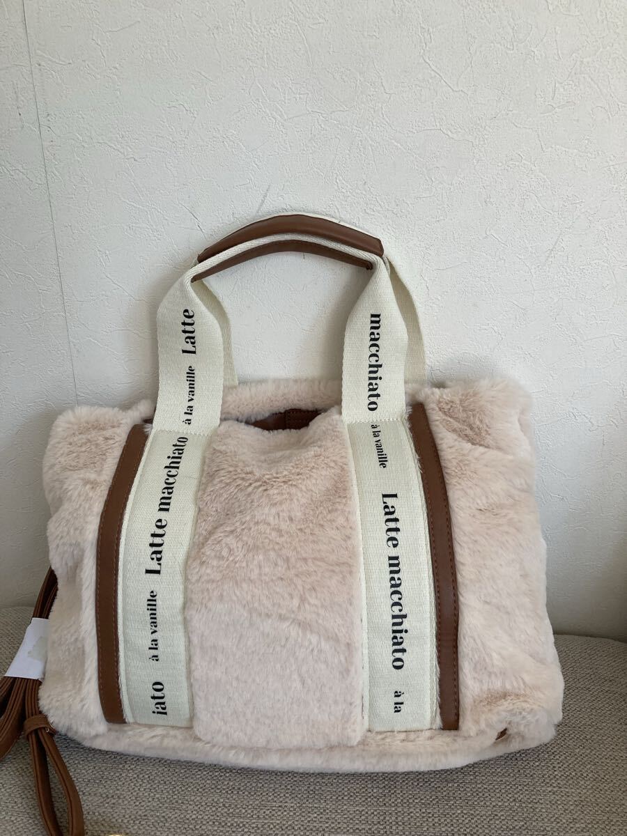 未使用 MUMU&Co トートバッグ ショルダー付き もこもこバッグ ベージュ ブランド_画像5