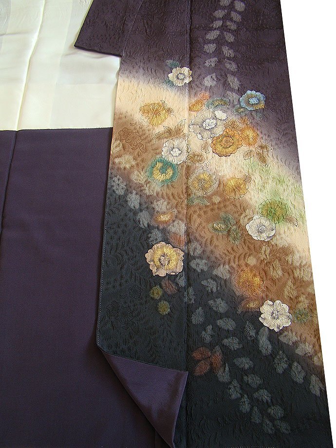 時代屋 裄63.6cm 極上縮緬地 辻が花 附下げ 訪問着 西陣織 袋帯 帯揚げ 帯〆 5点 セット 正絹 仕立上り 袷 148cm~154cm HH2116_画像6