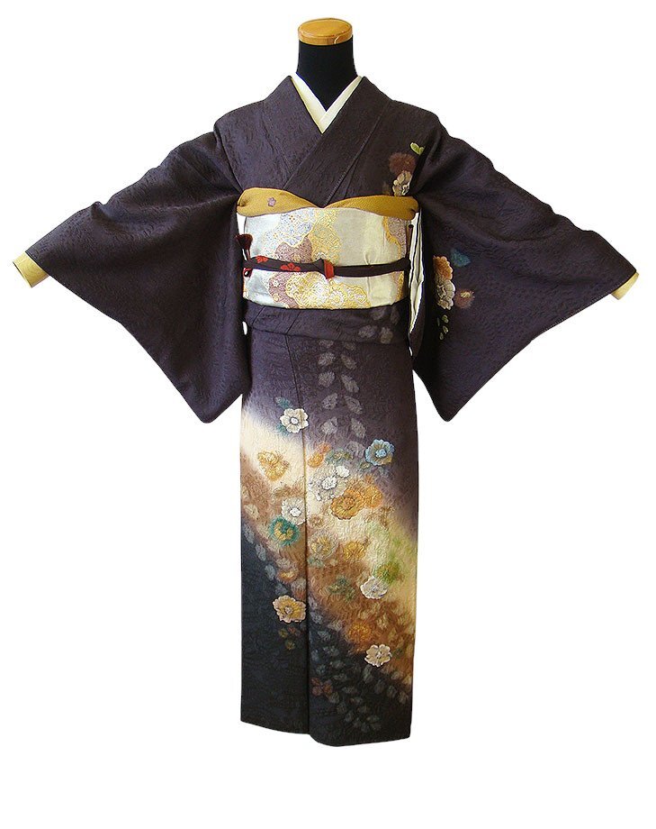 時代屋 裄63.6cm 極上縮緬地 辻が花 附下げ 訪問着 西陣織 袋帯 帯揚げ 帯〆 5点 セット 正絹 仕立上り 袷 148cm~154cm HH2116_画像1