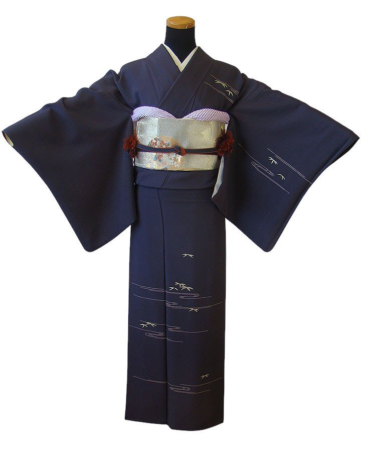 時代屋 裄70.1ｃｍ ロング寸 極上縮緬地 附下げ 訪問着 西陣織 袋帯 帯〆 帯揚げ 4点 セット 正絹 仕立上り 袷 160ｃｍ～166ｃｍ HH2093_画像1