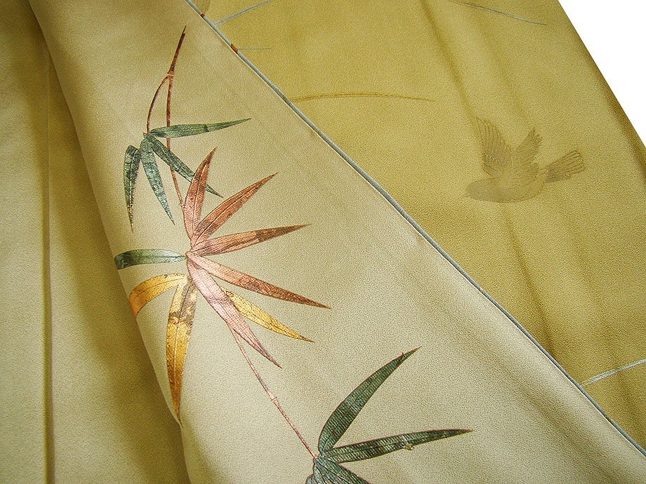 時代屋 裄63.6cm 極上一越地 附下げ 訪問着 西陣織 袋帯 帯〆 帯揚げ 4点 セット 正絹 仕立上り 袷 148cm~154cm HH2109_画像4