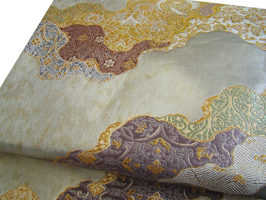 時代屋 裄63.6cm 極上縮緬地 辻が花 附下げ 訪問着 西陣織 袋帯 帯揚げ 帯〆 5点 セット 正絹 仕立上り 袷 148cm~154cm HH2116_画像8