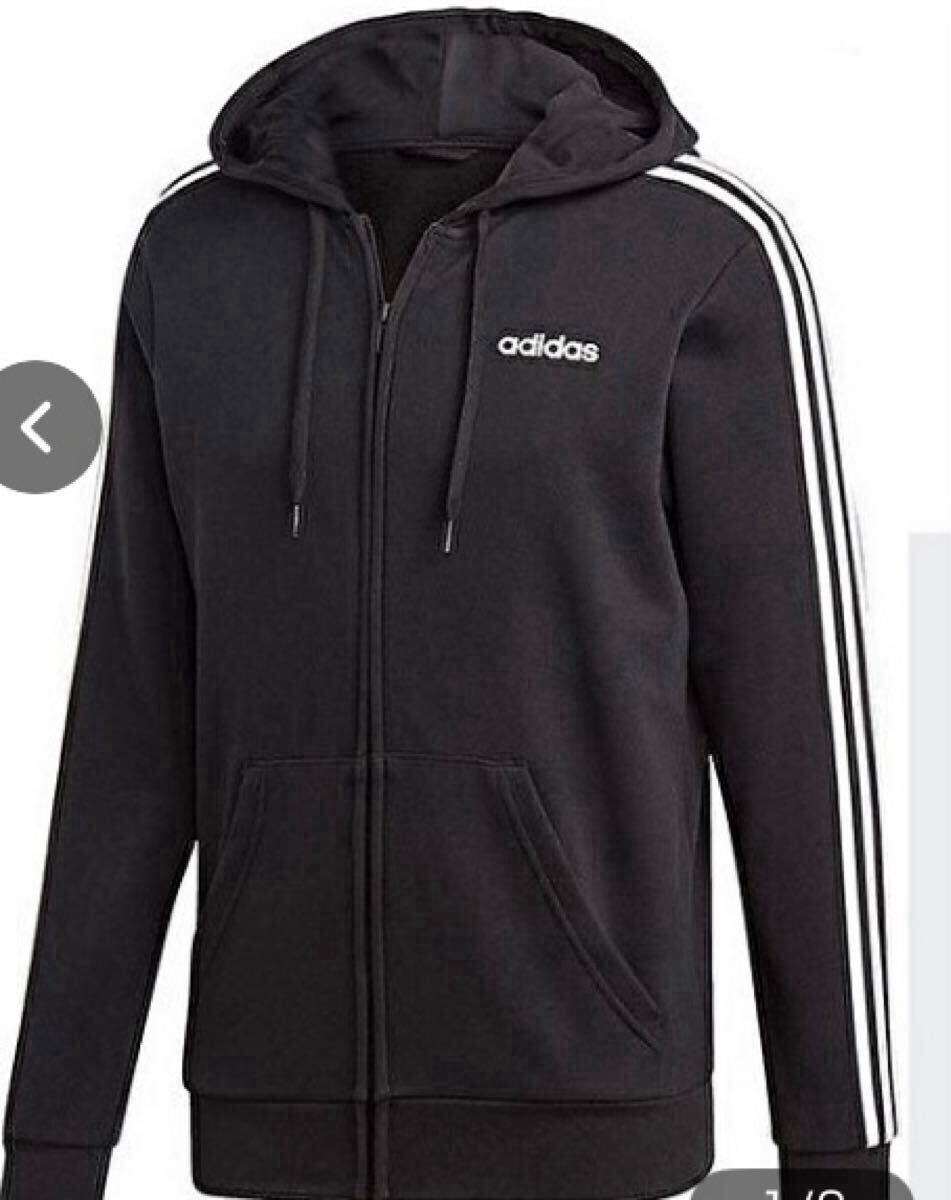 adidas アディダス 3 STRIPES FULL ZIP PARKA メンズ ブラック／ホワイト　DQ3102 J/L