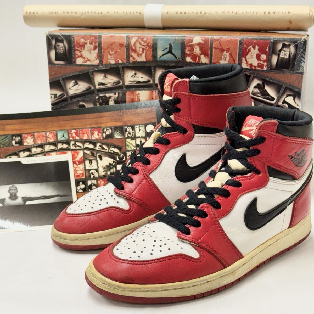 ☆超希少1994年製☆ AIRJORDAN1 CHICAGO 25.5/US7.5 ナイキ エアジョーダン1 シカゴ オリジナル付属品の状態良し 箱きれい 130207-101 _画像1