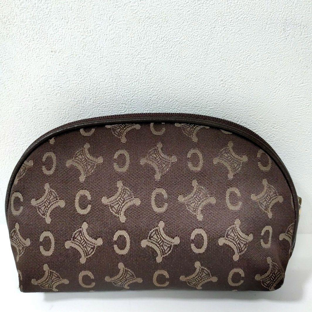 CELINE セリーヌ ミニ 化粧ポーチ トリオンフ 小物入れ ブラウン 茶_画像2