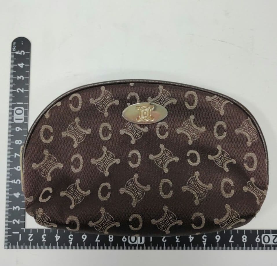 CELINE セリーヌ ミニ 化粧ポーチ トリオンフ 小物入れ ブラウン 茶_画像6
