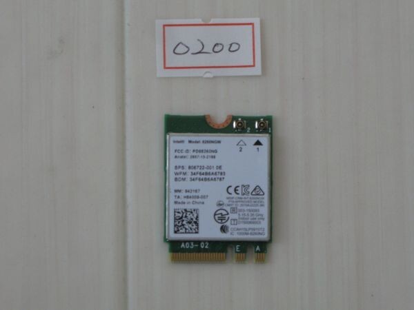 0200●Intel Dual Band Wireless-AC 8265NGW / 8260NGW 無線LANカード+ Bluetooth 4.0 A576/ A577/ A746/_画像1