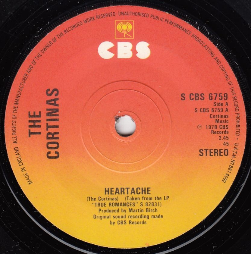 英 パンク コーティナス 7“ Heartache ピクチャー・スリーブ 1978年_画像3