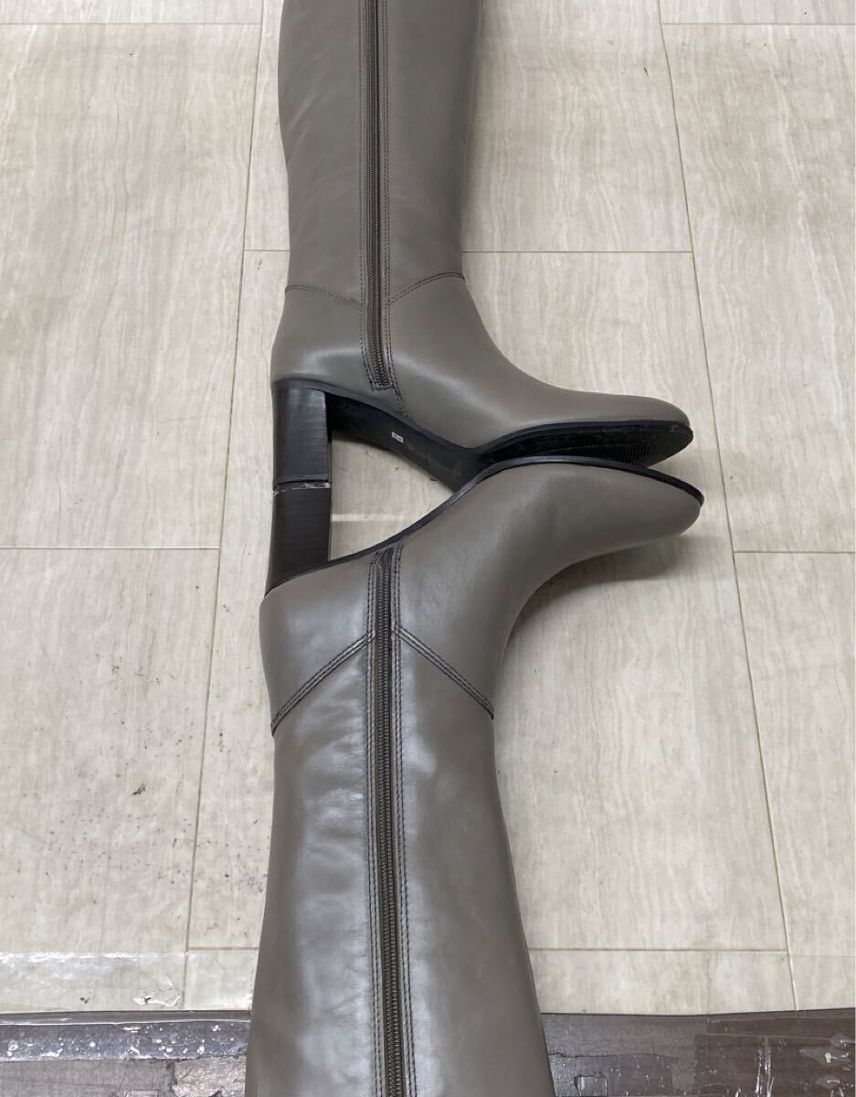 M318 FN-250822-122 INDIVI インディヴィ ロングブーツレザーブーツ サイドジップ ピンヒール グレー レディース 23.5cm_画像5