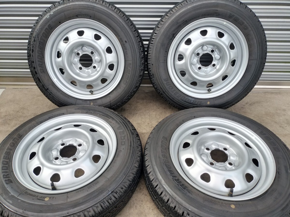 スチールホイール 14インチ 14×5J 4H PCD100 +42 2022年製 BS V600 155/80R14 88/86N LT★鉄 プロボックス サクシード 商業車等_画像1
