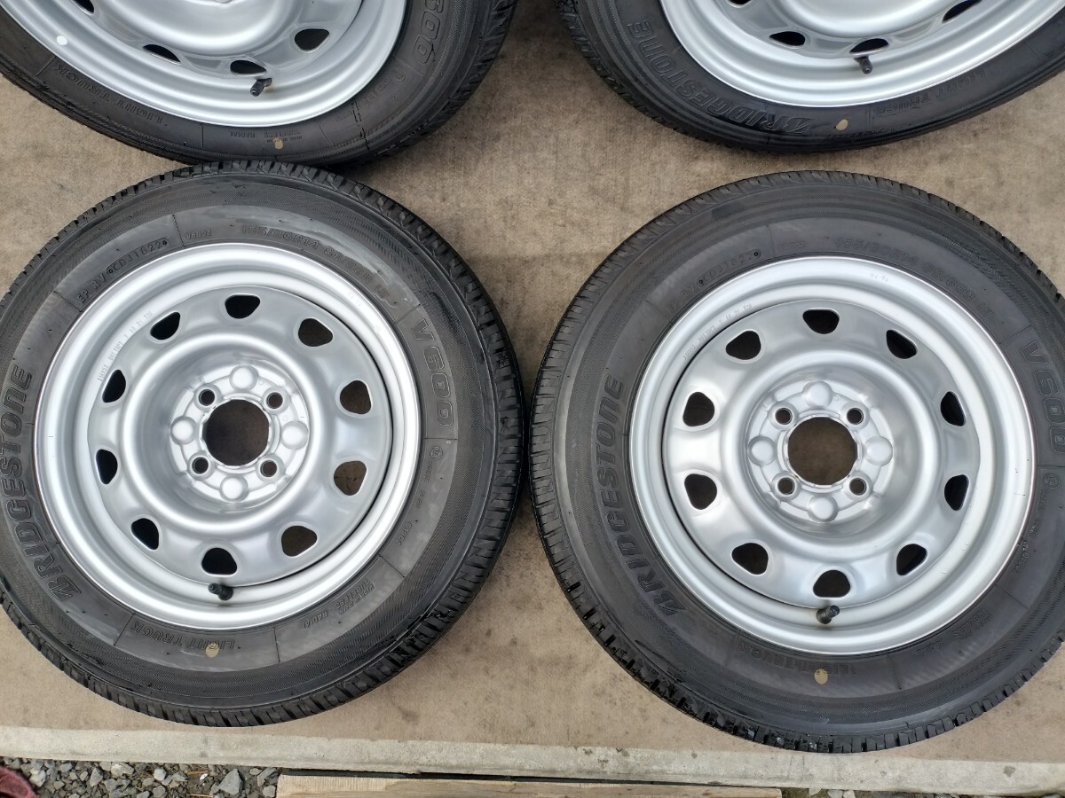 スチールホイール 14インチ 14×5J 4H PCD100 +42 2022年製 BS V600 155/80R14 88/86N LT★鉄 プロボックス サクシード 商業車等_画像3