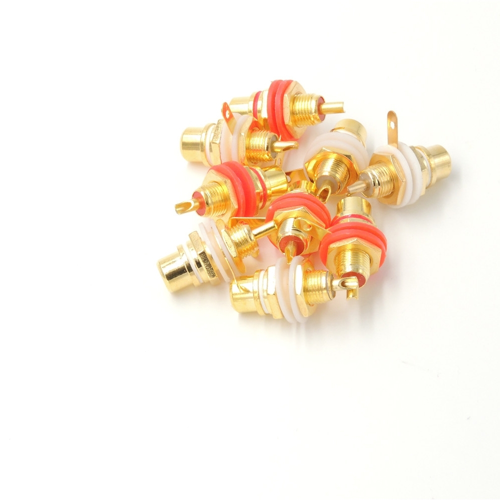 パネル取付用 RCAジャック 金メッキ仕様 アンプ用 赤白 計4個セット_画像1