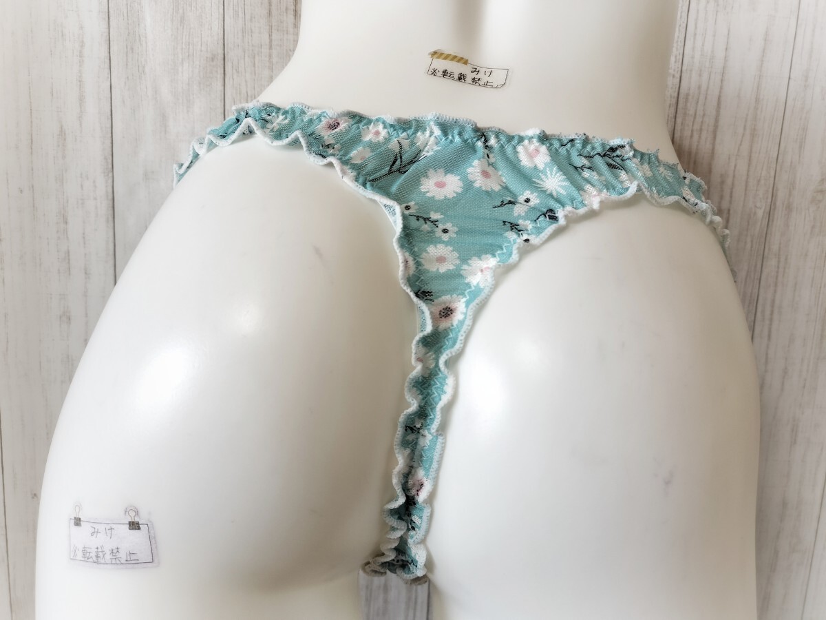 * новый товар * LL T-back шорты бледно-голубой серия цветочный принт сетка прозрачный sexy Ran Jerry большой размер 