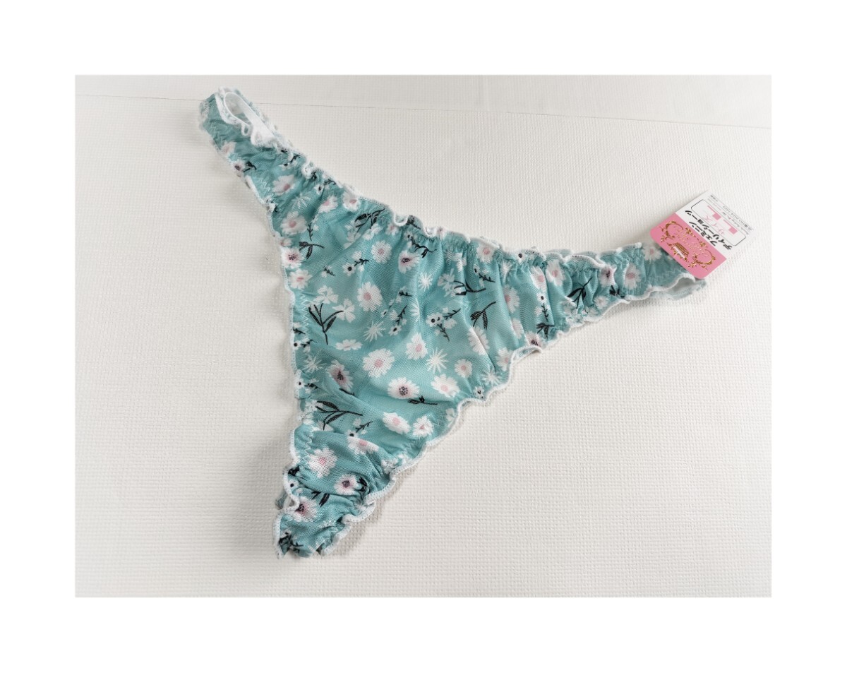 * новый товар * LL T-back шорты бледно-голубой серия цветочный принт сетка прозрачный sexy Ran Jerry большой размер 