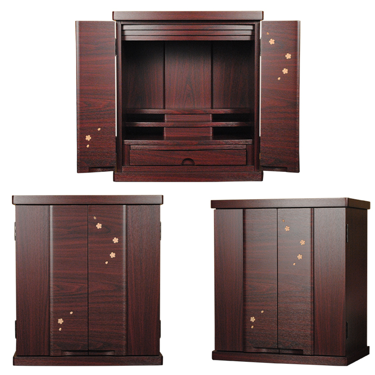 ミニモダン仏壇【桜都(おと)19号ワイド 紫檀色】送料無料_画像2