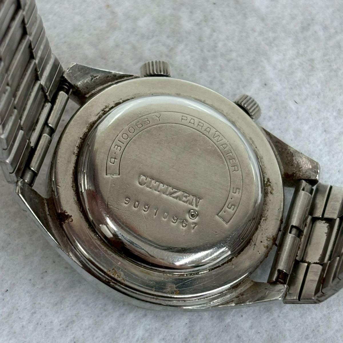 H441-D1-2214◎CITIZEN シチズン ALARMDATE アラームデイト 4-310063 Y 手巻き 21石 デイト シルバー文字盤 メンズ 腕時計 稼動 OA_画像6