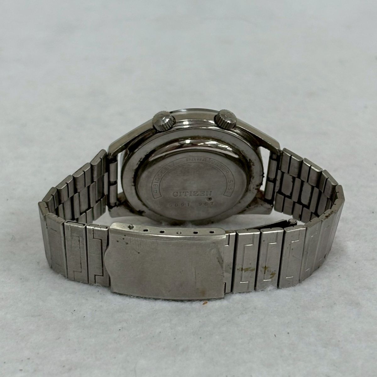 H441-D1-2214◎CITIZEN シチズン ALARMDATE アラームデイト 4-310063 Y 手巻き 21石 デイト シルバー文字盤 メンズ 腕時計 稼動 OA_画像8