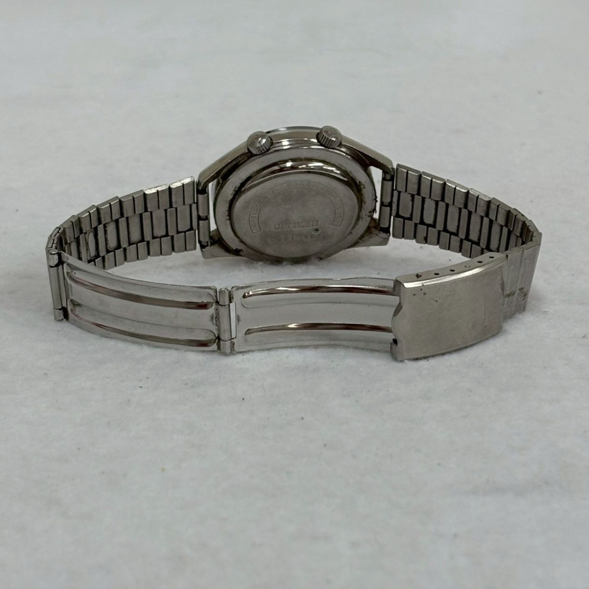 H441-D1-2214◎CITIZEN シチズン ALARMDATE アラームデイト 4-310063 Y 手巻き 21石 デイト シルバー文字盤 メンズ 腕時計 稼動 OA_画像9