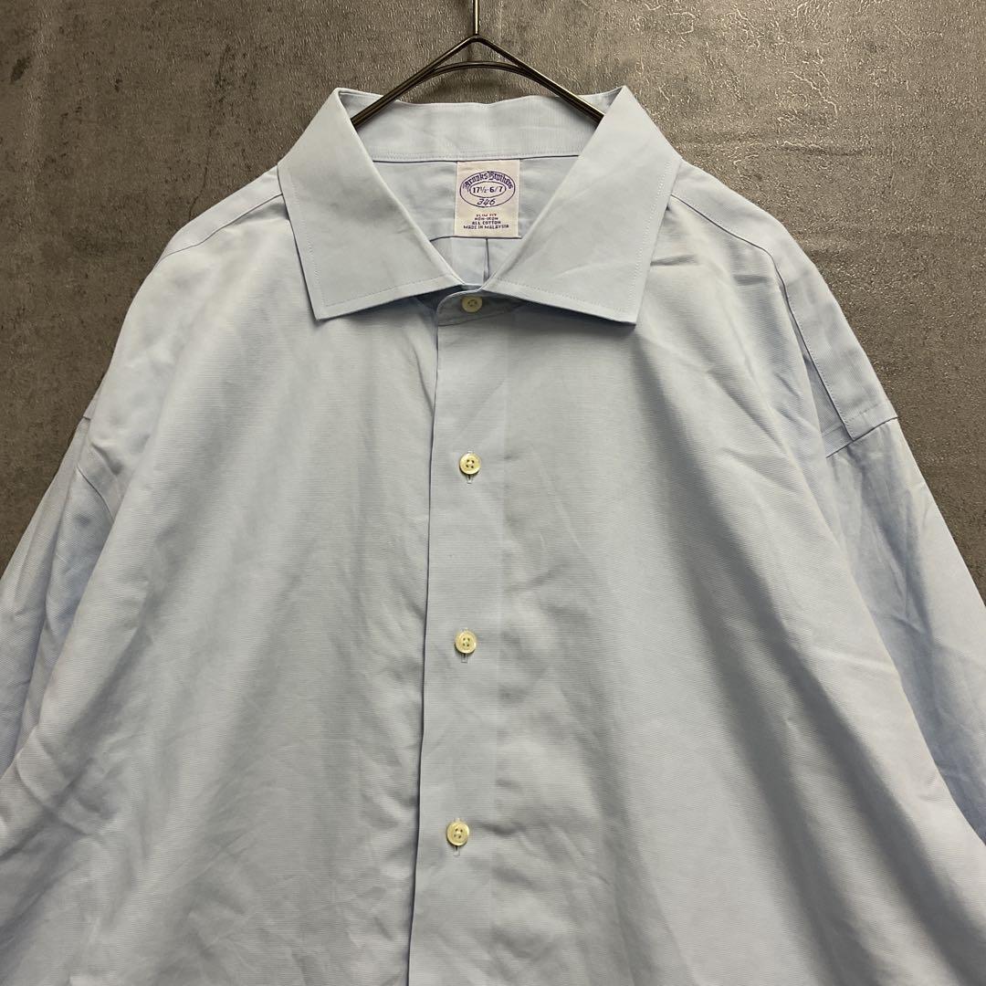 ブルックスブラザーズ ワイシャツ 水色 コットン 無地 XL相当【6155】_画像2