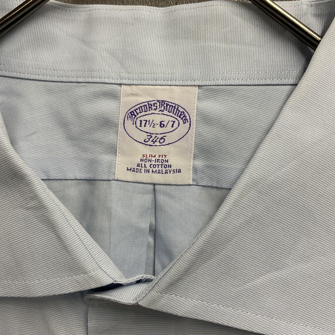 ブルックスブラザーズ ワイシャツ 水色 コットン 無地 XL相当【6155】_画像6