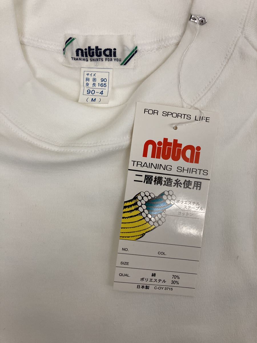 體5-27 M サイズ ホワイト ニッタイ nittai 希少品 500 トレーニングシャツ 長(zhǎng)袖 クールネックシャツ 體操服 體操著 日體 昭和 日本制 白