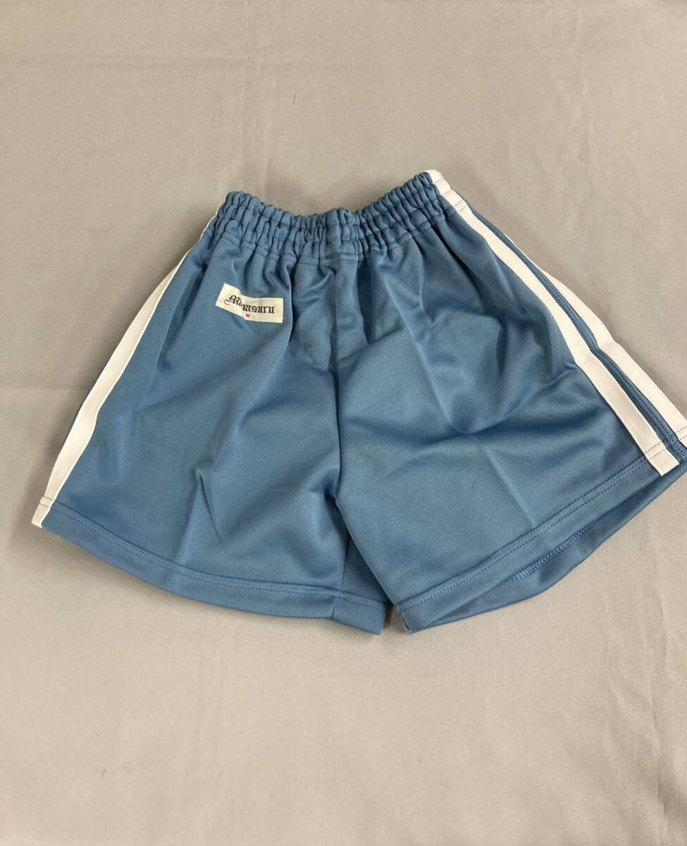 21-3 メーカー不明 体操服 短パン Mサイズ ブルー スポーツ ウェア 短パン ハーフ パンツ 体操着 コスプレ 昭和 レトロ 青の画像1