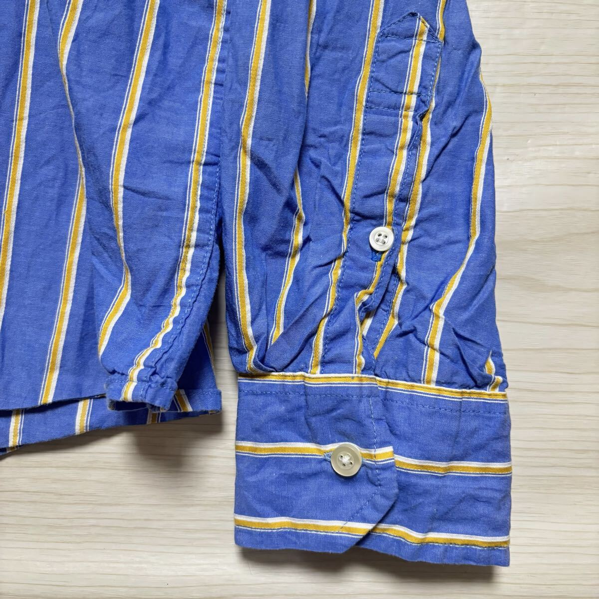 AMERICANEAGLE アメリカンイーグル 長袖シャツ ボタンダウン ストライプシャツ サイズL ブルー 青 コットン メンズ トップス (33)_画像5