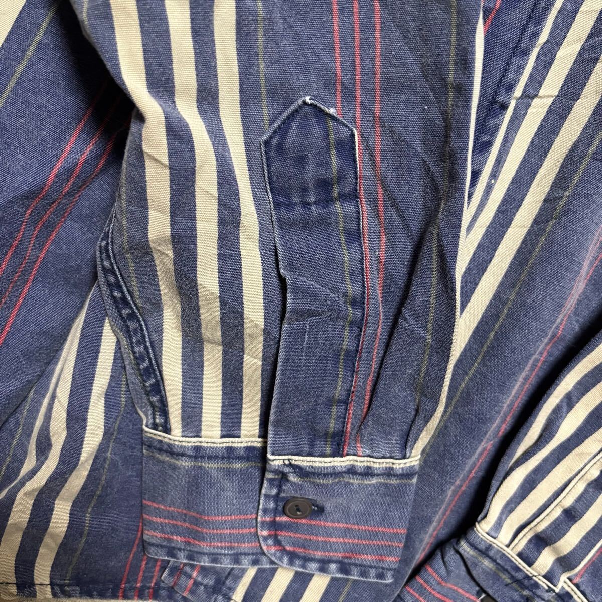 AMERICANEAGLE アメリカンイーグル 長袖シャツ レギュラーカラー ストライプシャツ サイズL ネイビー 紺色 メンズ トップス (35)_画像7