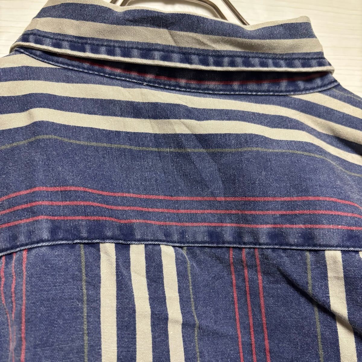 AMERICANEAGLE アメリカンイーグル 長袖シャツ レギュラーカラー ストライプシャツ サイズL ネイビー 紺色 メンズ トップス (35)_画像8