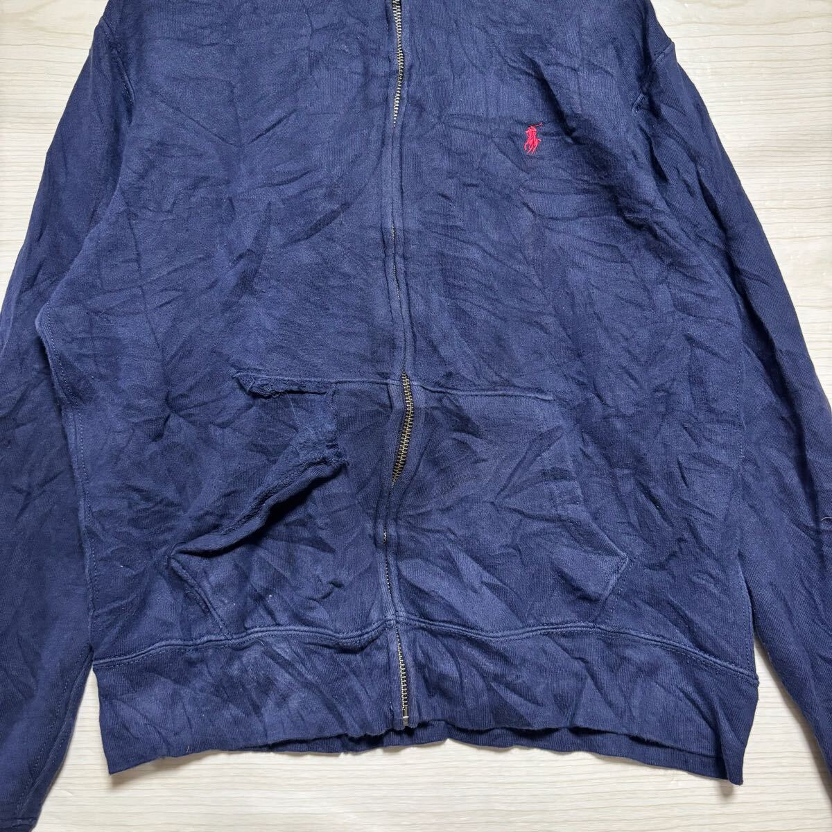 POLO RALPH LAUREN ラルフローレン ジップパーカー スウェット フーディー サイズL(レディースS相当) 紺色 コットン キッズ トップス（36）_画像4