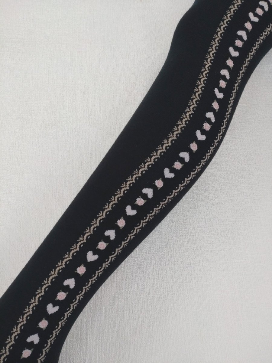 женский трико боковой Heart рисунок хлопок . прекрасный ножек стрейч стандартный ML черный