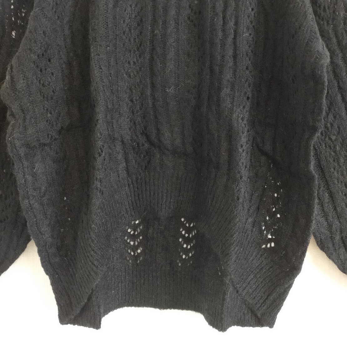 新品　テチチクラシック　透かし編み長袖モヘヤニットセーター　黒　秋冬_画像6
